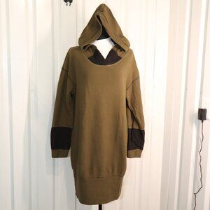 FP Movement Free People Hooded Sweatshirt Dress Green Black Size Med Long Sleeve